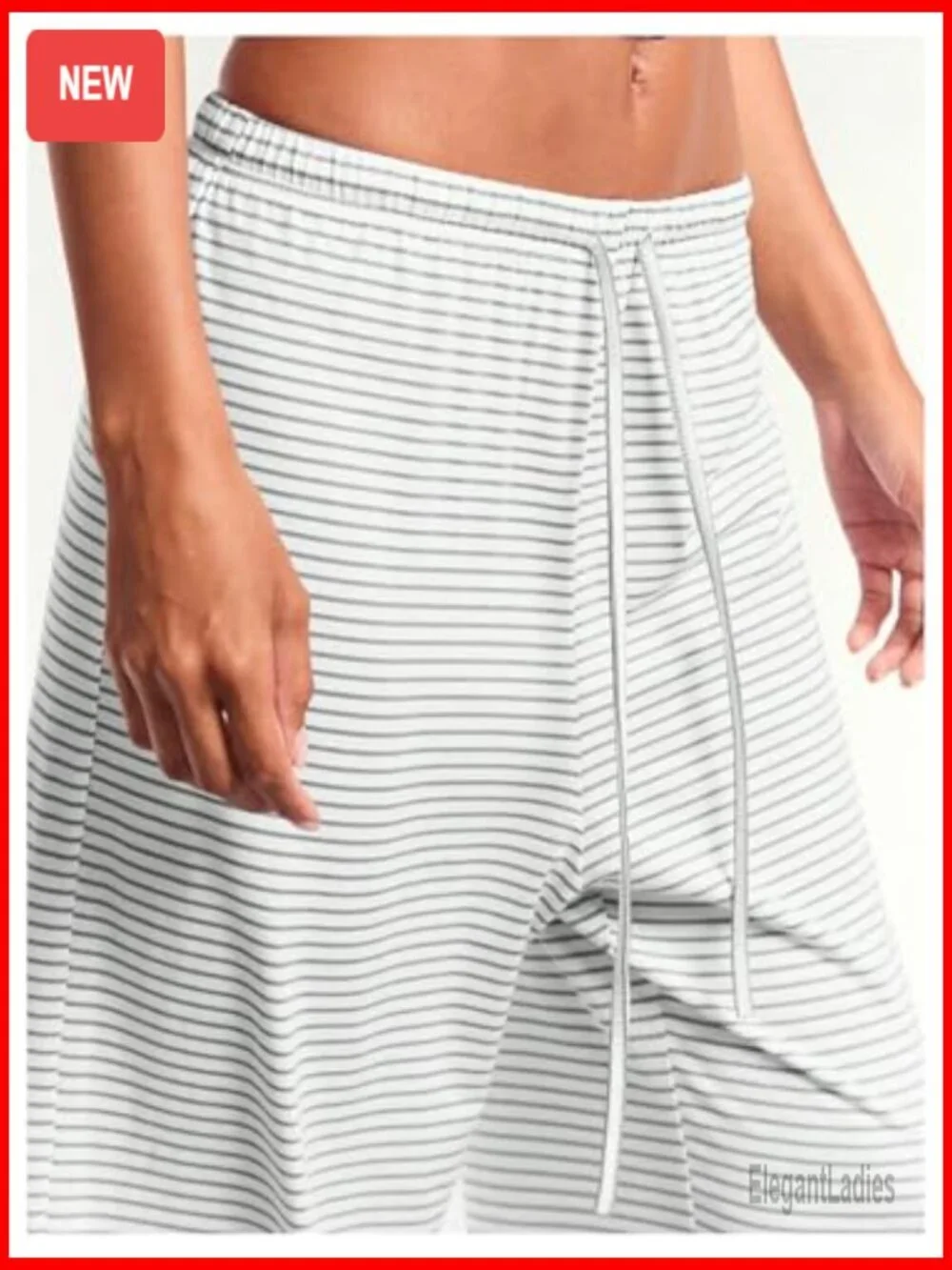 Striped Drawstring Wide Leg Lounge Pants